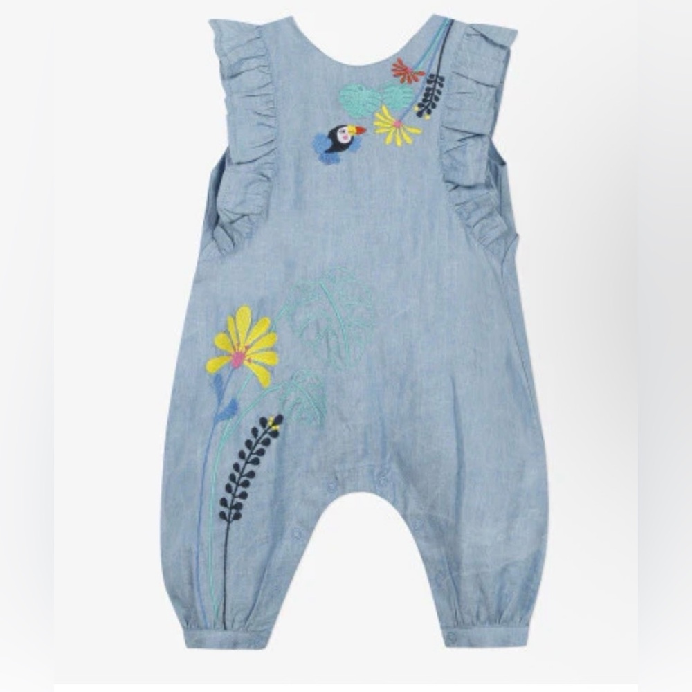 Catimini Paris‎ Baby Girl's Lightweight Denim Jumpsuit 12 months lyocell toucan